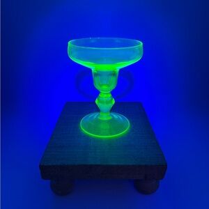 Vintage Yellow Vaseline‎ Glass Goblet or Dessert Dish